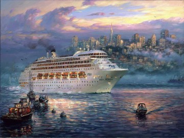 moderne Tableau Peinture - Le Rising Fog cityscape moderne scènes de la ville croisière navire